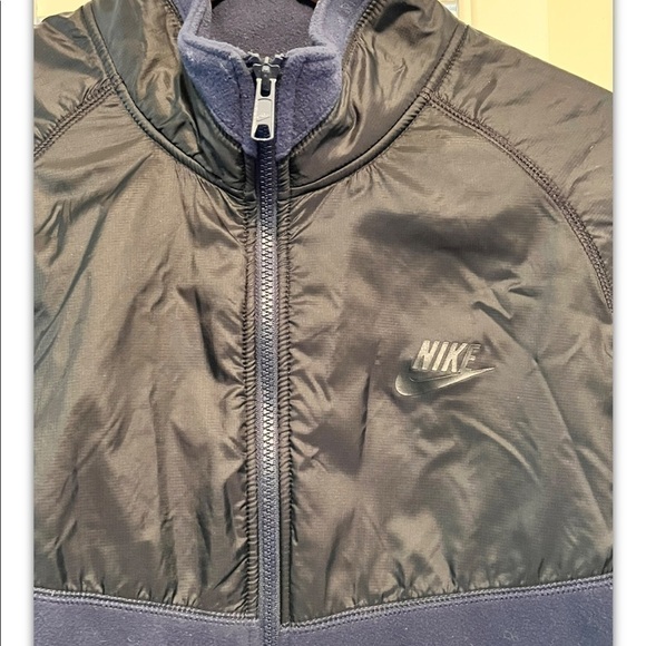 Nike Sportswear Men Sz XL Black Blue Zip Fleece  Nylon Activewear Running Jacket - Picture 6 of 10